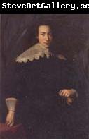 unknow artist Portrait of a man,Three-quarter length,wearing black and holding a glove in his left hand